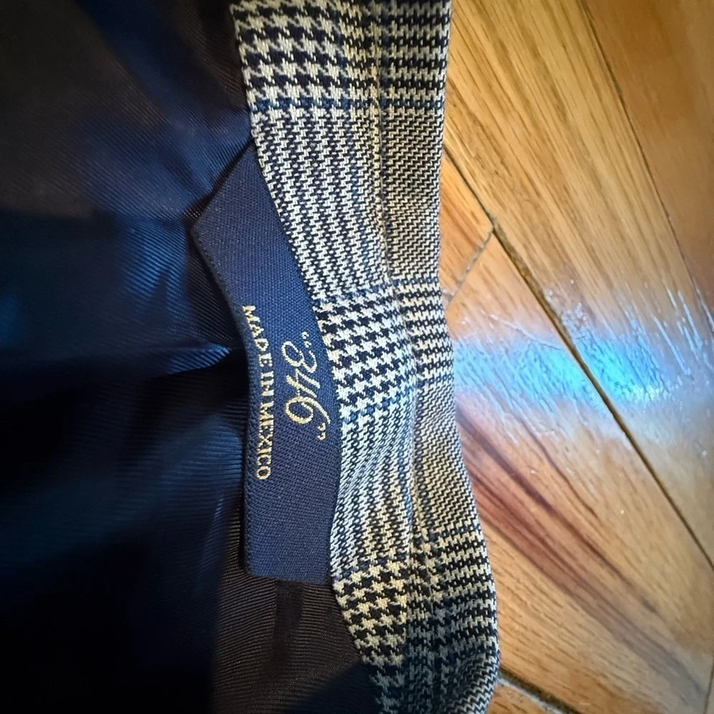 Brooks Brothers Blazer Mens 42L Blue/Black Linen/Wool Window Pane Jacket Sports